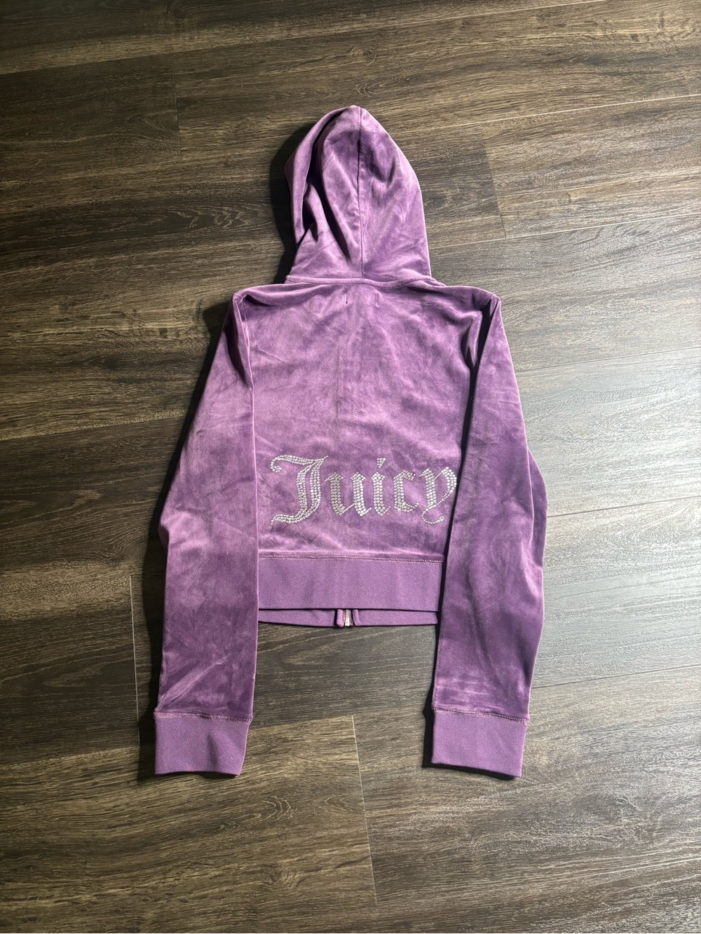 NWT Juicy Couture Big Bling Velour Hoodie Purple Large Zip Up Retails $119